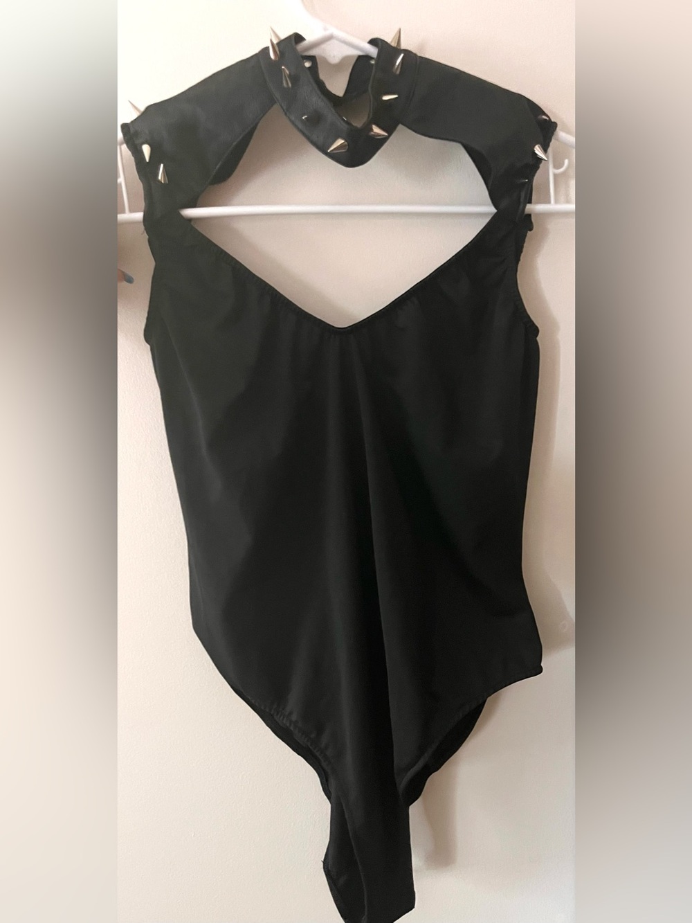 Dolls Kill Black Spiked Halter Bodysuit